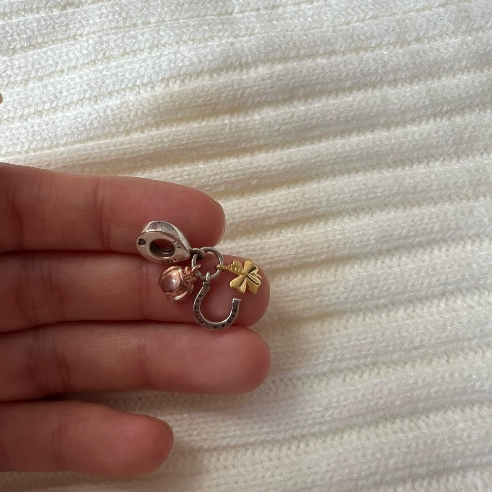 Pandora Silver and Gold Clover Charm